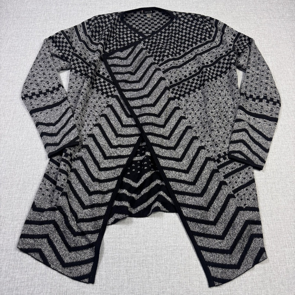 Smartwool Black and Gray Patterned Open Front Cardigan